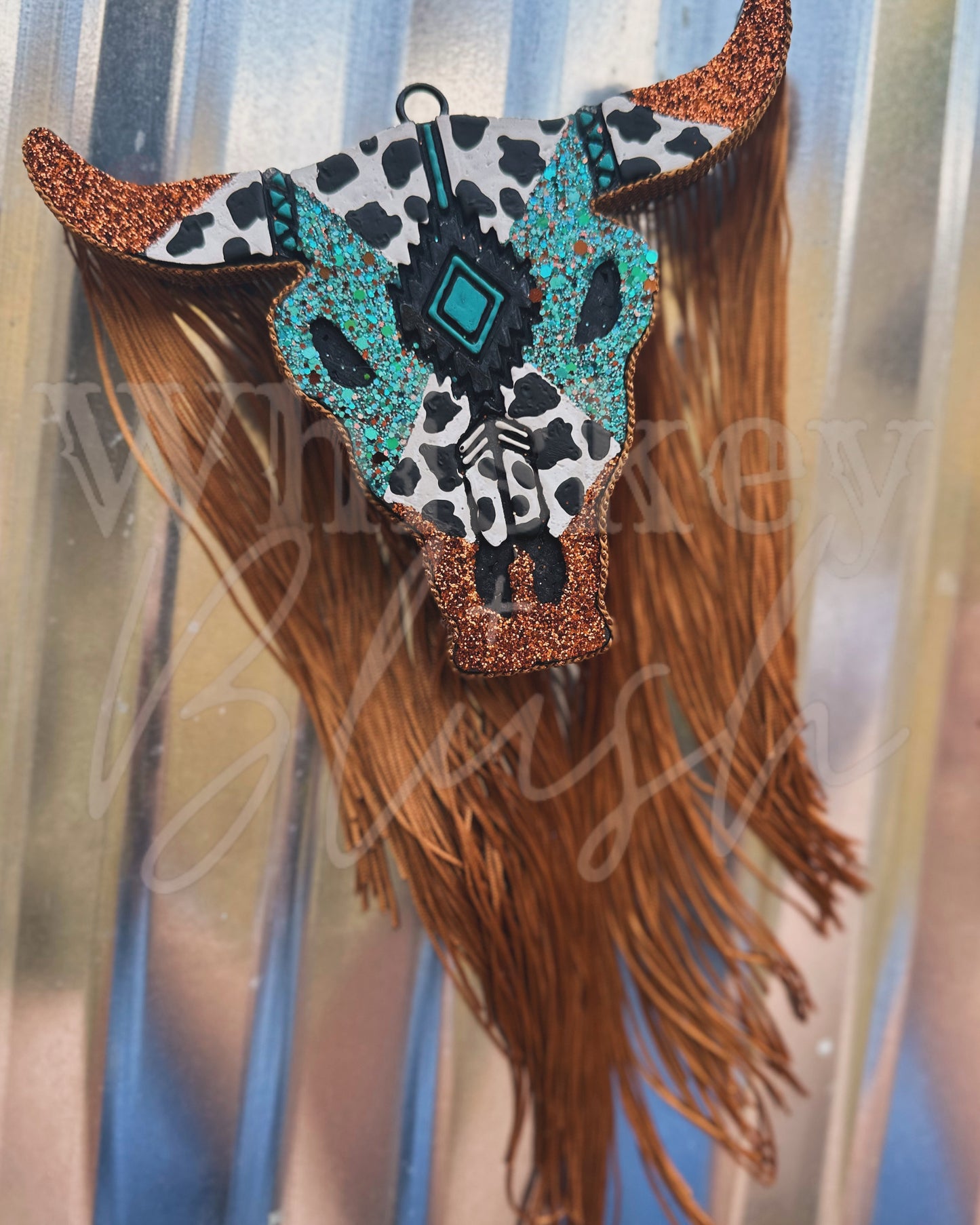 Turquoise & copper bull skull freshie