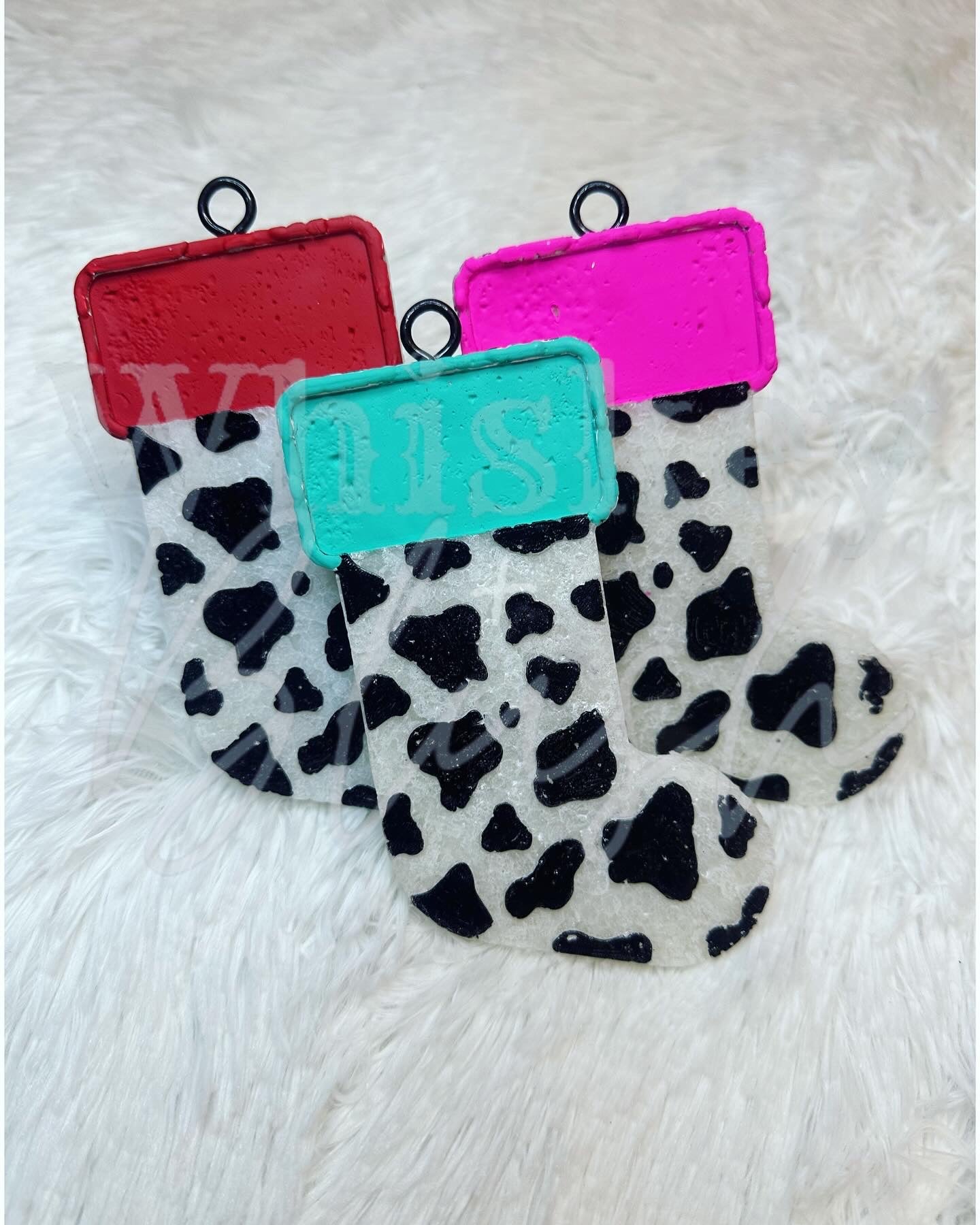 Cow print stocking freshie