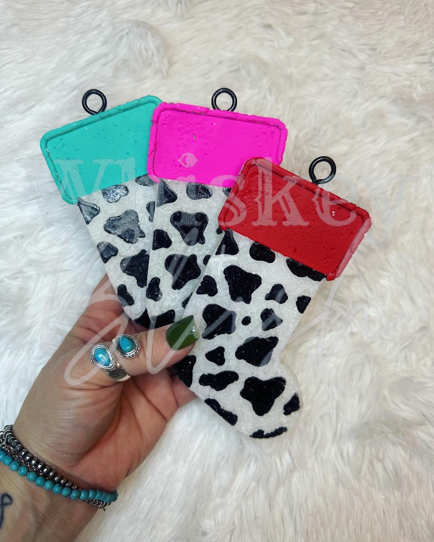 Cow print stocking freshie